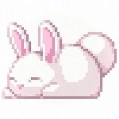 an image of a pixelated rabbit laying down