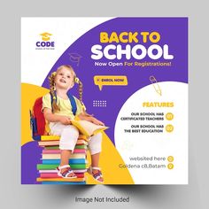 Preschool Social Media Posts, School Social Media Post Design, Back To School Design Graphic, School Social Media Post, School Post, Kids Social Media, School Flyer, Powerpoint Format, Kindergarten Design