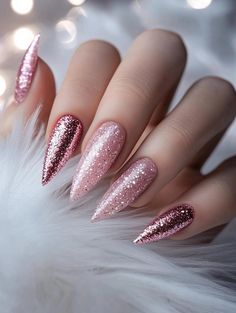 Embrace the spirit of giving with charitable pink christmas nails. Uncover 26 meaningful designs that remind us of the true essence of the season in rosy hues. From helping hands in soft pink to hearts full of love in blush tones, these manicures inspire kindness and generosity. Spread goodwill and cheer with a feminine touch. Light Pink New Years Nails, Pastel Pink Glitter Nails, January Stiletto Nails, New Years Pink Nails, Pink And Nude Nail Designs, January Nails Pink, Frosted Pink Nails, Pink Witchy Nails, Baby Pink Valentines Nails