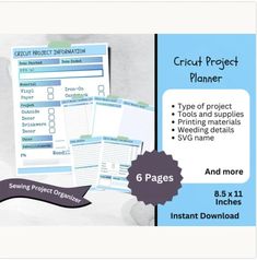 the printable project planner is shown with instructions