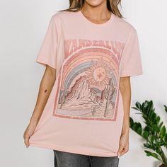 We are in love with this graphic tee. It offers a relaxed comfortable fit that we are sure you will fall in love with too! Model is 5'5" and is wearing a size Small/Medium Shoe Gifts, Loungewear Sets, One Piece Dress, Skirted Swimwear, Short Sleeve Blouse, Sales Gifts, Long Tops, Fall In Love, Graphic Tee