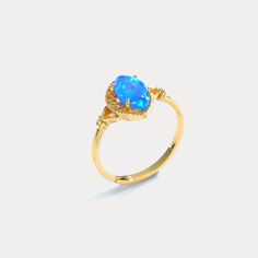 This exquisite Blue Opal Ring, gracefully ensconced in silver, is a true testament to impeccable quality and craftsmanship. Its eye-catching design radiates luxury, providing an alluring touch of opulence to any ensemble. DETAILS Plating: 10K Gold Materials: 10K Gold on   Silver, Simulated Opal Size: Adjustable Silver Weight: 4.08g Stone Size: 0.20''*0.39''(5.0mm*10.0mm) Engagement Ring Oval Cut, Gold Opal Ring, Diamond Star Necklace, Star And Moon Necklace, Blue Opal Ring, Silver Opal Ring, Diamond Evil Eye, Lucky Bracelet, Opal Ring Gold