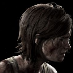 the last of us character with blood on his face and chest, standing in front of a black background