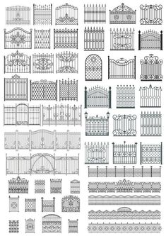 a large set of fences and gates for different types of fences, including the top one with