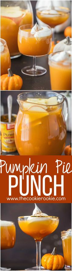 pumpkin pie punch in a glass bowl with spoons