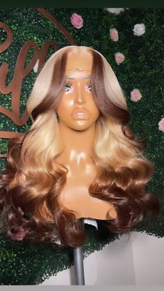 Lace Front Wigs Brown Highlights, Ombre Brown Wig Black Women, Blonde And Brown Lace Front Wigs, 613 And Brown Wig, Blonde And Brown Ombre Hair, Brown And Blonde Lace Front Wig, Toned Blonde Frontal Wig, Blonde And Brown Wig Black Women, Blonde Brown Black Ombre Wig