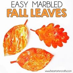 an easy marbled fall leaves craft for kids