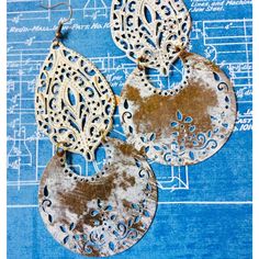 These Have A Great Ethnic Vibe, With Shabby White Textured Crescent Moons And Leaf/Shield Filigrees. I Hand Distress The Metal, So No Two Are The Same, Rubbing Off Some Of The Patina So That The Metal Shows Through. I Specialize In Altered Metals And Love Using Different Materials To Create Unique Looks On Metal. About 4 Inches Long Including The Hook. Long, But The The Filigree Is Lighweight Enough To Wear All Day. Antique Bronze Ear Wires White Bohemian Earrings With Intricate Design, White Bohemian Brass Earrings, White Bohemian Pierced Earrings, White Bohemian Pierced Jewelry, Nickel Free White Bohemian Earrings, Nickel-free White Bohemian Earrings, Bohemian Nickel-free White Earrings, Bohemian White Nickel-free Earrings, White Bohemian Filigree Earrings