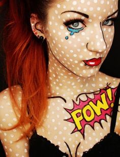 Comic book makeup perfect for halloween! Comic Book Costumes, Fantasy Make-up, Comic Book Girl