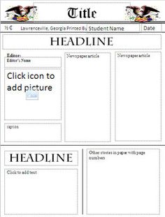 an image of a newspaper page with the title heading and heading section highlighted on it