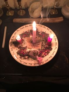 a plate that has some candles on it