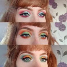 The Zulu Palette Looks, Red Green Eye Makeup, Green And Orange Eye Makeup, Chartreuse Eyeshadow, Green Orange Makeup, Orange And Green Makeup, Green And Orange Makeup, Pink And Green Eye Makeup, Lower Lash Line Makeup