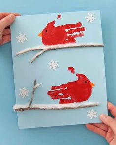 Snow Theme Crafts For Preschool, Preschool Craft January, Winter Animals For Preschool, Fun Winter Crafts For Preschoolers, Winter Decor Preschool, Handprint Birds Preschool, Winter Art Activity Preschool, Kindergarten Crafts Winter, Crafts For January For Toddlers