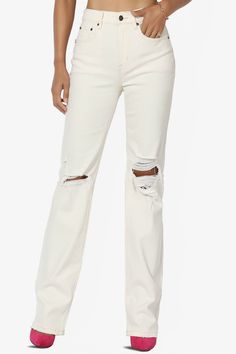 Codi Super High Rise Dad Boyfriend Jeans in Ivory IVORY_1 Cream Boyfriend Jeans, White Wide-leg Jeans With Five Pockets, White Mid-rise Jeans With Hip Pockets, White Non-stretch High Rise Jeans, Non-stretch White Jeans With Pockets, Trendy Jeans, Cozy Fall Outfits, Comfortable Jeans, Comfortable Sweater