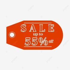 an orange sale tag with the word sale up to 55 % off