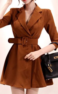 $49.90 Brown Spring Jacket With Waist Belt. It is sexy, comfy and classy. It is good for professional business work office look. For elegant ladies, teens and women. Black Long Sleeve Sweater, Dress Sleeve Length, Spring Coat, Business Work, Estilo Chic, Fall Coat, Spring Jackets, Formal Style, Cute Summer Outfits