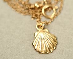 Gold shell necklace - tiny shell necklace - sea shell necklace - a tiny gold sea shell on a 14k gold vermeil chain This perfectly cute and tiny 14k gold vermeil sea shell hangs happily from a 16 inch 14k gold vermeil chain. Please feel free to select a different length chain if you prefer! This little beauty measures 10mm and is also available in sterling silver :) ♥ Need a set of matching earrings? https://www.etsy.com/listing/481107139/tiny-gold-shell-earrings-clam-shell?ref=shop_home_active_1 Gold Shell Necklace, Sea Shell Necklace, Seashell Necklace, Clam Shell, Shell Necklace, Shell Earrings, Shell Necklaces, Sea Shell, 22k Gold