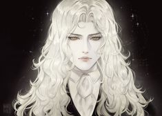 a drawing of a woman with long white hair