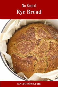 A loaf of rye bread in a Dutch oven. Overnight Bread Recipe, Peasant Bread, Oven Bread, Knead Bread