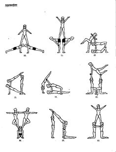 an image of some people doing different things in the same drawing style, including handstands and legs