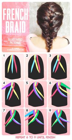 Easy French Braid, French Braids Tutorial, Wavy Hairstyles Tutorial, French Braids, Daily Hairstyles, Peinados Fáciles Para Cabello Corto, Braid Tutorial, Braid Hair, Braided Hairstyles Tutorials