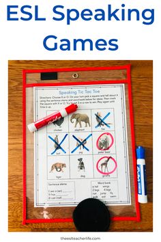 an esl speaking game with the words'esl speaking games'on it