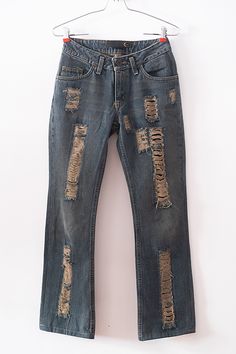 Just Cavalli original rare disfraced vintage denim trousers Great condition Woman streetwear Made in Italy 100% Cotton - Size 28 Measurements (taken with jeans lying flat. Waist : 24 inches / 62 cm (doubled) Hips : 39 inches / 99 cm (doubled) Inseam:  28,5 inches /  73 cm Rise:  8 inches / 21 cm Vintage sizing often runs small, please refer to exact measurements. The fit of vintage garments should always be determined by exact measurements, not the tag size. All measurements are taken with the g Woman Streetwear, Jean Vintage, Vintage Character, Just Cavalli, 20 Years Old, Denim Trousers, Vintage Denim, Trousers Women, Fitness Inspo