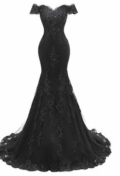 Black Fishtail Wedding Dress, Gothic Mermaid Wedding Dress, Dark Colored Prom Dresses Long, Black Wedding Dress Elegant Lace, Black Wedding Dresses Mermaid, Fitted Tulle Evening Dress With Sweep Train, Floor-length Fitted Tulle Fabric For Evening, Fitted Floor-length Tulle Fabric For Evening, Elegant Fitted Tulle Fabric For Prom