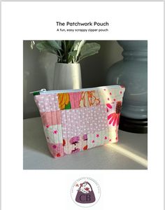 "This is a beginner PDF sewing pattern for a patchwork quilted cosmetic bag. The finished bag measures about 8.5\" wide and 7.5\" tall. This is a simple bag pattern that can be made with minimal supplies. Use up scraps, or mix and match fabrics from your stash!  This sewing project is an easy bag that can be made as a project bag, makeup pouch, or travel bag. Zipper pouches are a great way to gain sewing experience and make cute accessories! This is an easy sewing pattern that can make great gifts.  This is a PDF PATTERN, NOT A FINISHED PRODUCT. Finished bags are available for sale through my Shopify store. The pattern will be available after purchase through an email link from Etsy. The pattern pieces are simply cut using a rotary cutter and cutting ruler, there are no pattern pieces to b Quilted Makeup Bag Pattern, Quilt Makeup Bag, Quilt Zipper Pouch, Quilted Pouch Cosmetic Bag Gift, Simple Bag Pattern, Quilted Bag Patterns Free, Patchwork Zipper Pouch, Makeup Bag Sewing Pattern, Sewing Projects For Gifts