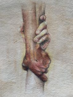 a drawing of a hand holding a baseball bat on top of a piece of paper