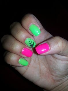 Lime green and pink nails Pink Nail Design, Nail Bracelet, Pink Nail Designs, Pink Nail, Star Nails, Silver Jewels