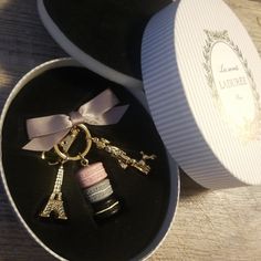 Adorable Bag Charm Les Secrets Ladure Paris Macaroon Pink,Grey,Black Eiffel Tower Poodle With Lady New In Box With Tags Beautiful Colors And Awesome Goodsize Bag Charm Or Keychain Laduree Keychain, Paris Keychain, Black Eiffel Tower, Laduree Paris, Cute Bags, Macaroons, Pink Grey, Eiffel Tower, Beautiful Colors