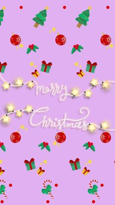 a pink background with christmas decorations and stars