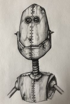 a drawing of a robot with two eyes