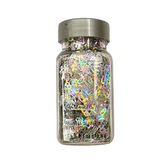 a jar filled with lots of colorful confetti