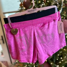 New Juicy Couture Velour Pink And Black Juicy Boxer Shorts. Perfect For Sleeping Or Lounge Wear Around The House. Perfect Gift For Her. Christmas Valentines Day. Elastic Waist. Super Soft. 2 Pack. Comes With Pink Hanger Keywords Target, Target Bullseye, Target Dollar Spot, Pinkmas, Home Goods, Tj Maxx, Ross, Christmas, Holiday Gift, Snowflakes, Cupcake And Cashmere, Hearth And Hand, Studio Mcgee, Tik Tok, Barbie, Tree, Reindeer, Gingerbread Man House, Ornament Mug Garland Nutcracker Toy Santa Vi Fitted Pink Pajama Shorts For Pajama Party, Pink Fitted Shorts For Pajama Party, Pink Short Boxer Briefs For Loungewear, Pink Short Length Boxer Briefs For Loungewear, Barbie Tree, Pink Hangers, Black Sleepwear, Sleep Pajamas, Bullseye Target