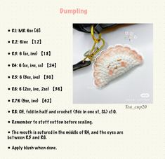 a crocheted keychain is shown with the words pumpkining on it