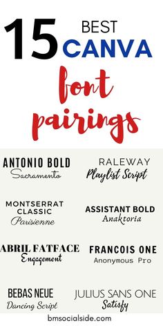 the 15 best font pairings for any type of lettering, including one that is red and