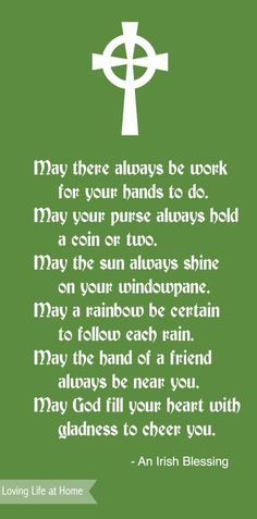 an irish blessing with a cross and shamrock