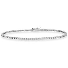 Style Number - AZ18665
This fancy chic lab grown diamond tennis link bracelet for women features 97 brilliant-cut round bright near-colorless lab grown diamonds of F-G Color, SI Clarity.The 1 pointer lab grown diamonds are elegantly set in a classic 14kt white gold four prong basket setting.This unique 7 inch lab grown diamond tennis eternity bracelet has a total of 1.00 carats of lab grown diamonds.Mix and match with our other modern fine lab grown diamond jewelry. Eternity Bracelet, White Gold Bangle, Basket Setting, Fine Diamond Jewelry, Romantic Jewellery, Diamond Tennis Bracelet, Colorless Diamond, Gold Diamond Jewelry, Diamond Bangle