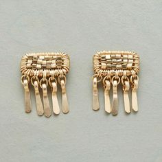 Dana Kellin: Patch of Gold earrings Trillion Earrings, Fringe Hoop Earrings, 2023 Wardrobe, Double Earrings, Sundance Catalog, Beaded Fringe, Temple Jewellery, Fringe Earrings, Sterling Silver Bands