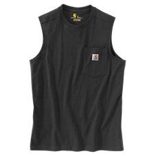 The Carhartt\u00ae Workwear Pocket Sleeveless T-Shirt for Men is a great choice for outdoor work in hot weather, and it's also handy for layering on cooler days. Built of tough 6.75-oz. 100% cotton jersey knit, this sleeveless tee features a left-chest pocket for small tools, glasses, or pencils. Side-seamed construction minimizes twisting and a tagless neck label eliminates chafing. This Carhartt tank top also features clean-finished seams to enhance comfort, especially when you're on the move Tough Clothes, Carhartt Logo, Carhartt Workwear, Crewneck Design, Mens Workwear, Sleeveless T Shirt, Sleeveless Tee, Neck Label, Carhartt Mens