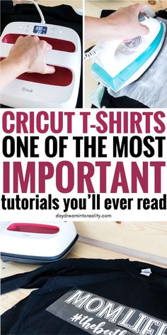 How to make T-Shirts with your Cricut Using Iron-On Making A Shirt With Cricut, Cricut Sweatshirt How To, White Cricut Shirts, Diy Cricket Tshirts, Step By Step Cricut Instructions, Cricut Iron On Tips, Diy Shirts With Cricut, Silouette Cameo3 Projects, Best Iron On Vinyl For Cricut