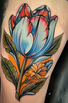 Explore stunning tulip flower tattoo designs for women that convey deep meanings. From colorful tulip tattoos to intricate tulip flower tattoo sleeves, find inspiration and ideas for your next ink! Discover the symbolism behind these beautiful blooms and choose a meaningful design that represents love, beauty, or rebirth. Whether you prefer realistic or abstract styles, tulip flower tattoos make a timeless choice with their elegant petals and vibrant hues. Red Tulip Tattoo, Tulip Flower Tattoo, Tulip Tattoos, Tulips Meaning, Tattoo Colors, Rain Tattoo, Tattoo Uk, Tulip Tattoo, Meaningful Design