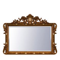 an ornate gold framed mirror against a white background