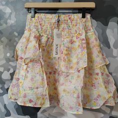 Minkpink Elvire Floral Mini Skirt - Size M. New With Tags - No Flaws. Sold Out Style! Flirty, Feminine Tiered Skirt With Smocked Elastic Waist And Lining. Measures: 12" Waist (Unstretched), 17" Length. Perfect For Date Night, Vacation, Casual Summer Events! #Lord&Taylor #Australiandesign Multicolor Ruffled Mini Skirt For Spring, Yellow Tiered Mini Skirt For Summer, Yellow Pleated Skirt For Spring, Casual Yellow Mini Skirt For Spring, Trendy Yellow Mini Skirt For Spring, Spring Yellow Floral Print Skirt, Yellow Ruffled Mini Skirt For Spring, Yellow Ruffled Skirt For Spring, Spring Yellow Ruffled Skirt