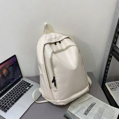 Fashion Women Backpack High Quality Female Soft PU Leather Preppy School Bag for Teenage Girls MenTravel Backpack Book Bag Compare with IPad Details Show Angle Show [23y 6m 27d] White Casual Leather School Backpack, Casual White Leather School Backpack, Casual White Leather Backpack For School, Casual White Leather Backpack For Back To School, Large Capacity Leather Softback Backpack For School, School White Leather Backpack With Zipper Closure, White Leather Backpack With Zipper For School, White Leather School Backpack With Zipper Closure, Trendy Backpack With Zipper Closure For Study