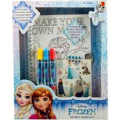 disney frozen princess coloring set with markers and pencils in the box for kids to draw