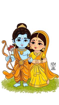 Ram Sita Cartoon Drawing, Bt12 Sticker, Sita Ram Drawing, Ram Sita Rangoli, Ram Sita Painting, Ram Cartoon, Ram Sita Drawing, Siya Ram Painting, Diwali Drawings