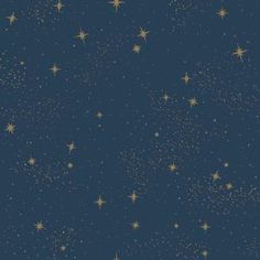 an image of stars in the sky on a dark blue background with gold sparkles